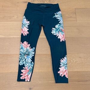 Nanette Lepore Floral Leggings - Teal with Pink and Blue Accents